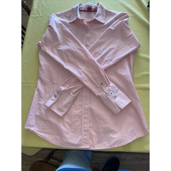 Vtg cruel girl shirt western pink and white stripe size large woman's Button Up - Picture 6 of 6